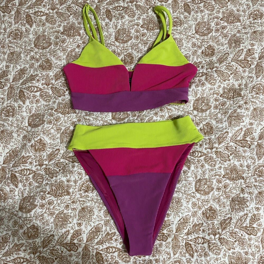 Beach Riot Colorblock Bikini - Pink, Purple, Lime
